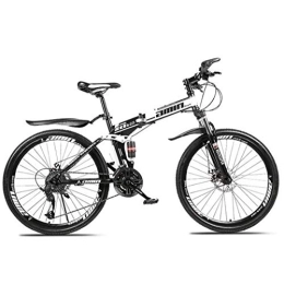 lqgpsx Bike lqgpsx Mountain Bike Folding Bikes, 26Inch 24-Speed Double Disc Brake Full Suspension Anti-Slip, Lightweight Aluminum Frame, Suspension Fork, White, A