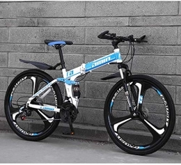 lqgpsx Bike lqgpsx Mountain Bike Folding Bikes, 26Inch 27-Speed Double Disc Brake Full Suspension Anti-Slip, Lightweight Aluminum Frame, Suspension Fork, Blue, B