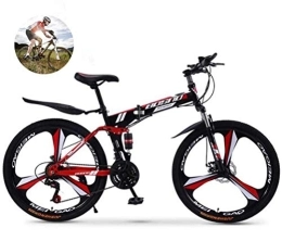 LUHUIYUAN Bike LUHUIYUAN Folding Mountain Bike, Carbon Steel Frame Urban Bike 27-Speed Double Disc Brake Full Suspension Anti-Slip Off-Road Variable Speed Racing Bikes Travel Bicycle for Men & Women, D