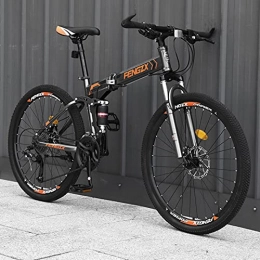 LZHi1 Bike LZHi1 26 Inch Folding Mens Mountain Bike With Suspension Fork, 30 Speed Mountain Trail Bicycle With Dual Disc Brakes, High Carbon Steel Road Bike Urban Street Bicycle(Color:Grey orange)