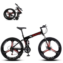 MACCE Adult Folding Mountain Bike 26-inch 21-Speed high-Carbon Steel Double disc Brake Shock-Absorbing Off-Road Mountain Bike Full Suspension MTB for Men/Women