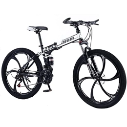 MDZZYQDS Folding Mountain Bike MDZZYQDS 26-inch Folding Mountain Bike, 21 / 24 / 27 / 30 Speed Bicycle Adult Mountain Trail Bike High Carbon Steel Frame Double Disc Brake, Front Suspension Anti-Skid Shock-Absorbing Front Fork