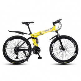 MENG Bike MENG 26 inch Folding Mountain Bike 21 / 24 / 27 Speed High-Tensile Carbon Steel Frame MTB Dual Disc Brake Mountain Bicycle for Men and Women(Size:27 Speed, Color:Black) / Yellow / 21 Speed