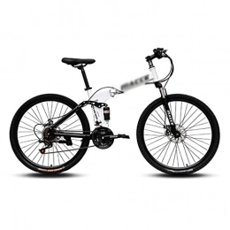 MENG Bike MENG 26 inch Folding Mountain Bike 21 / 24 / 27 Speed High-Tensile Carbon Steel Frame MTB Dual Disc Brake Mountain Bicycle for Men and Women(Size:27 Speed, Color:White) / White / 21 Speed