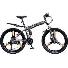 MIJIE Folding Mountain Bike MIJIE All-Terrain Folding Mountain Bike - Double Disc Brake Folding Mountain Bike, variable Speed Bicycle, Double Shock Effect and Ergonomic Cushion (orange 26inch)