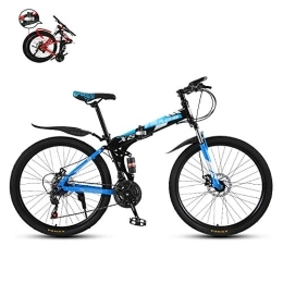 STRTG Folding Mountain Bike Mini Folding Mountain Bike, Folding Outroad Bicycles, Full Suspension MTB, Folded In 10 Seconds, 24 * 26 Inch 21 * 24 * 27 Speed Men Women Folding Bike, Outdoor Bicycle