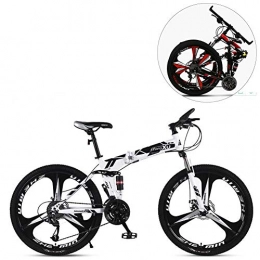 MIRC Folding Mountain Bike MIRC 24 inch / 26 inch folding mountain bike bicycle 21 speed adult variable speed bicycle male and female students bicycle, White, S