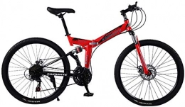 miwaimao Unbran Adult Mountain Bike, 24 inch Wheels, Men Women Mountain Trail Bike High Carbon Steel Folding Outroad Bicycles, 21-Speed Bicycle Full Suspension MTB Gears Dual Disc Brakes Mountai.