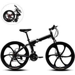 MJY Folding Mountain Bike MJY Bicycle Folding Mountain Bikes, 26 inch Six Cutter Wheels High Carbon Steel Frame Variable Speed Double Shock Absorption All Terrain Foldable Bicycle 6-24, 27 Speed