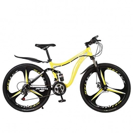 MLGTCXB Folding Mountain Bike MLGTCXB Mountain Bike, Bicycle, 26 Inch 21 / 24 / 27 Speed Bike, Men Women Student Variable Speed Bike, Fat Tire Mens Mountain Bike, High Carbon Steel Frame, Yellow, 21 speed