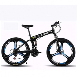 Augu Folding Mountain Bike Mountain Bicycle, 21 Speed Oil brake Dual Suspension Folding Bike 24 Inches disc brakes three-blade Wheels Bike Unisex Adult