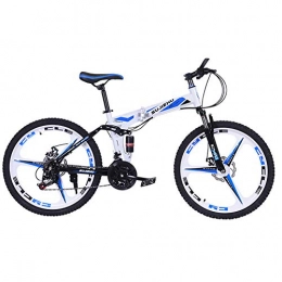 Hxx Bike Mountain Bike, 24" Double Shock Absorption High Carbon Steel Bicycle 24 Speed Double Folding Adult Unisex Off Road Bikes Are Light And Fast, White
