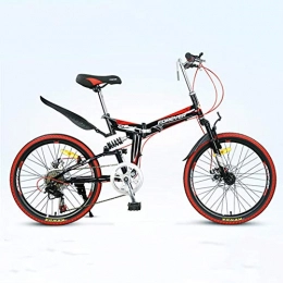 Hxx Bike Mountain Bike, 24"Foldable Front And Rear Mechanical Disc Brakes High Carbon Steel Frame 24 Speed Double Shock Absorption Speed Male And Female Adult Bicycle, Red