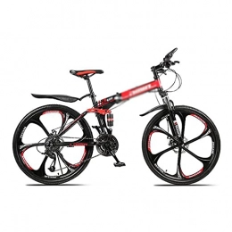 T-Day Folding Mountain Bike Mountain Bike 26 Inch Wheel Mountain Bikes Adult Boys Girls Mountain Trail Bike Carbon Steel Frame With Dual Disc Brake And Lockable Shock-absorbing Front Fork(Size:21 Speed, Color:Red)