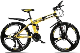 FMOPQ Folding Mountain Bike Mountain Bike Folding Bikes 26In 21-Speed Double Disc Brake Full Suspension Anti-Slip Lightweight Aluminum Frame Suspension Fork Yellow B 6-11 feng