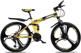 AYDQC Folding Mountain Bike Mountain Bike Folding Bikes, 26In 21-Speed Double Disc Brake Full Suspension Anti-Slip, Lightweight Aluminum Frame, Suspension Fork, Yellow, B 6-11 fengong