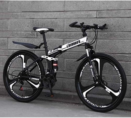 FMOPQ Folding Mountain Bike Mountain Bike Folding Bikes 26Inch 27-Speed Double Disc Brake Full Suspension Anti-Slip Lightweight Aluminum Frame Suspension Fork White B 7-2 feng