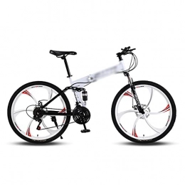 T-Day Folding Mountain Bike Mountain Bike Folding Men's Mountain Bike 26 In Wheel Disc Brake Mountain Bicycle 21 / 24 / 27 Speeds With Carbon Steel Frame Suitable For Men And Women Cycling Enthusiasts(Size:21 Speed, Color:White)
