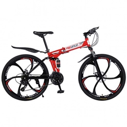 Lom Bike Mountain Bike, Lomsarsh Folding Bikes 26 '' Full Suspension, MTB Bike Carbon Steel Road Bike Bicyclette Mountain Bike - 21 Speed - Front and Rear Disc Brakes Full Suspension MTB