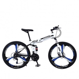 Lom Bike Mountain Bike, Lomsarsh Folding Bikes, 26IN 21 Speed ATV, High Carbon Steel Folding Mountain Bike, Variable Speed Road Bike, Front & Rear Disc Brakes, 3 Spoke Wheel Bicycle Full Suspension MTB