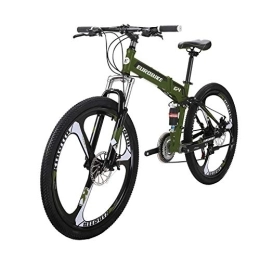 EUROBIKE Bike Mountain Bike LZ-G4 26inches Folding Mountain Bike 21Speeds Dual Disc Brake Full suspension Folding Mountain Bike Army Green G4 MAG