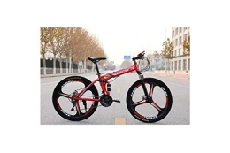 Generic Folding Mountain Bike Mountain Bike, Mountain Bike Mens' Mountain Bike, 24" inch 3-Spoke Wheels High-Carbon Steel Frame, 21 / 24 / 27 Speed Dual Suspension Folding Bike Unisex with Disc Brakes, Red, 27 Speed