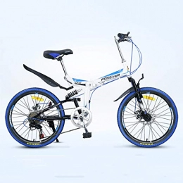 Hxx Bike Mountain Folding Bike, 26" Foldable Front And Rear Mechanical Disc Brakes High Carbon Steel Frame 24 Speed Double Shock Absorption Speed Male And Female Adult Bicycle, Blue