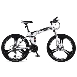 MQJ Folding Mountain Bike MQJ 24 / 26 inch Folding Mountain Bike 3 Wheels Off-Road Racing Variable Speed 21 / 24 / 27 Speed Equipped with Dual Shock Dual Disc Brake, D, 24 inch 24 Speed