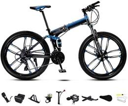 MQJ Bike MQJ 26 inch MTB Bicycle Unisex Folding Commuter Bike 30-Speed Gears Foldable Mountain Bike Off-Road Variable Speed Bikes for Men and Women Double Disc Brake, Blue, 24 Speed