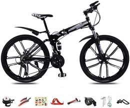 MQJ Folding Mountain Bike MQJ Foldable Bicycle 26 inch 30-Speed Folding Mountain Bike Unisex Lightweight Commuter Bike MTB Full Suspension Bicycle with Double Disc Brake-C, Brake