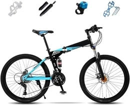 MQJ Folding Mountain Bike MQJ Folding Mountain Bike 27-Speed Full Suspension Bike 24 inch Off-Road Mountain Bike Unisex Foldable Commuter Bike Double Disc Brake, a