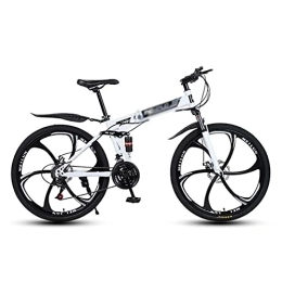 MQJ Bike MQJ Folding Mountain Bike Dual-Disc Brakes 21 / 24 / 27 Speed with Carbon Steel Frame for a Path, Trail &Amp; Mountain, Multiple Colors / White / 24 Speed