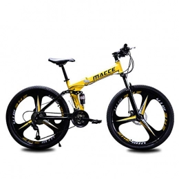 MSM Furniture Bike MSM Furniture 24 26 Inch Adult Folding Bicycle, Country Mountain Bike, Double Disc Brake, Thickened Pipe Shock-absorbing Road Racing 3 Cutter Yellow - 3 Spoke 26", 24 Speed