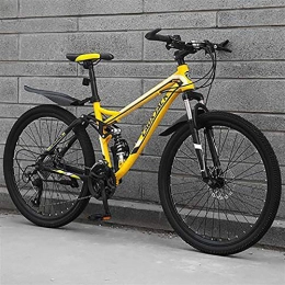 MSM Furniture Bike MSM Furniture Mountain Bike Bicycle, High Carbon Steel Men Women Off-road Mountain Bikes, Dual Disc Brake Full Suspension Mountain Bicycle Yellow 26", 27-speed