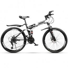 MTCTK Bike MTCTK Adult Folding mountain bike 26 inch 21 / 24 / 27 / 30 speed off-road hill bicycle high-carbon steel double shock-absorbing cycling bike, Whiteblack, 24speed