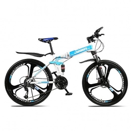 N/AO Folding Mountain Bike N / AO Adult Mountain Bike 24 Speed Mountain Bike 26 Inch Double Disc Brake 3 Knife Wheel Cycling Road Bikes -blue