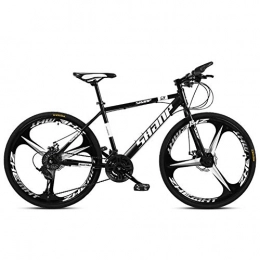 NENGGE Bike NENGGE 26 Inch Mountain Bikes, Men's Dual Disc Brake Hardtail Mountain Bike, Bicycle Adjustable Seat, High-carbon Steel Frame, 21 Speed, Black 3 Spoke