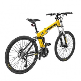 NENGGE Folding Mountain Bike NENGGE Folding Mountain Bikes 26 Inch 27 Speed for Adults Men Women, All Terrain Hardtail Mountain Bicycle with Aluminum Alloy Frame & Full Suspension & Dual Disc Brake, Yellow