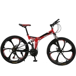 Nfudishpu Folding Mountain Bike Nfudishpu Overdrive hard tail mountain bike folding bicycle 26" wheel 21 / 24 speed red bicycle, 21 speed