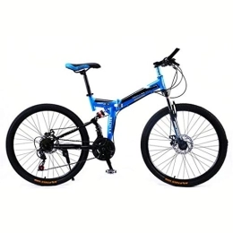 Nfudishpu Folding Mountain Bike Nfudishpu Overdrive hard tail mountain bike folding bicycle 26" wheel 21 speed blue bicycle, 21 speed