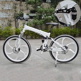 NXX Folding Mountain Bike NXX MTB Bicycle 20" Mens Front Suspension Mountain Bike Foldable Mountainbike Hydraulic Disc Brakes Alloy Frame 7 Speed, White