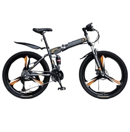 NYASAA Folding Mountain Bike NYASAA Foldable Mountain Bike, Conquer Any Terrain, Folding Mountain Bike with High Carbon Steel Frame and Thick Shock-absorbing Front Fork (orange 27.5inch)