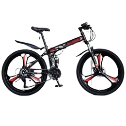 NYASAA  NYASAA Ultimate Folding Mountain Bike, High Carbon Steel Frame Shifting and Thicker Shock Absorbing Fork, Suitable for Adults (red 27.5inch)