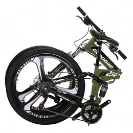 EUROBIKE Bike OBK 26 Inch Folding Mountain Bike Full Suspension Bikes Dual Disc Brake 21 Speed Bicycle for adults men or women (3 Spoke K wheels Green)