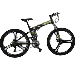 EUROBIKE Folding Mountain Bike OBK Folding Mountain Bike 21 Gears Foldable Frame 27.5-inch wheels full suspension Bicycle For Men or Women (K wheel Green)