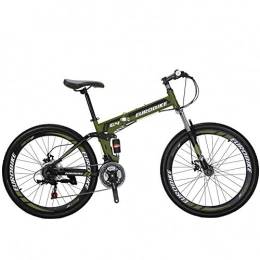 EUROBIKE Folding Mountain Bike OBK G4 Full Suspension Folding Bike 26 Inch 21 Speed Disc Brakes Mountain Bike Bicycle Men or Women foldable bikes for adults (Green)