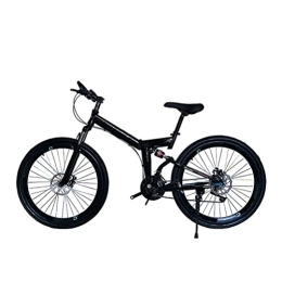 OMVOVSO Bike OMVOVSO 26 inch bike, 21-speed folding bike mountain bike with height-adjustable seat V brake camping folding bike travel for office workers, Black