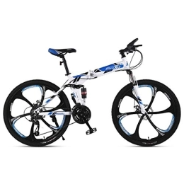 WJSW Folding Mountain Bike Outdoor Folding Mountain Bike Child Bicycles 21 / 24 / 27 Speed Steel Frame 24 Inches 3-Spoke Wheels Suspension Folding Bike, 21speed