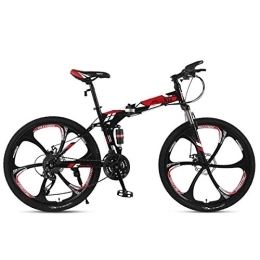 WJSW Folding Mountain Bike Outdoor Folding Mountain Bike Child Bicycles 21 / 24 / 27 Speed Steel Frame 24 Inches 3-Spoke Wheels Suspension Folding Bike, 24speed