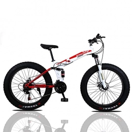 PBTRM Bike PBTRM Folding Fat Tire Bike for Adults, 24 / 26 Inch Full Suspension Mountain Bikes, 7 / 21 / 24 / 27 Speed High Carbon Steel Frame Wide Tire Mountain Bike, Dual Disc Brake, Can Bear 150KG, A27 speed, 26